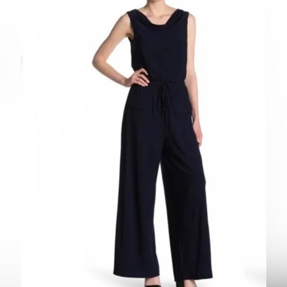 Vince Camuto Navy Blue Cowl Neck Jumpsuit